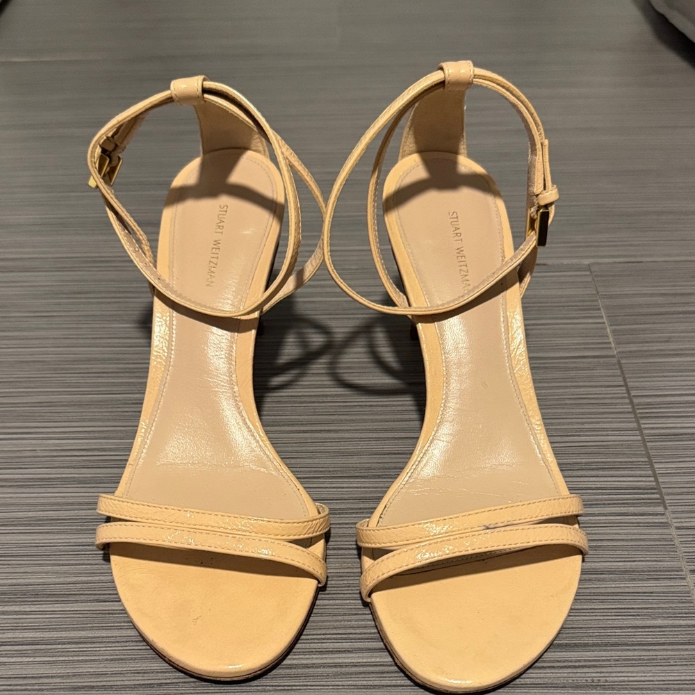 Stuart Weitzman Beige Ankle Strap Heels